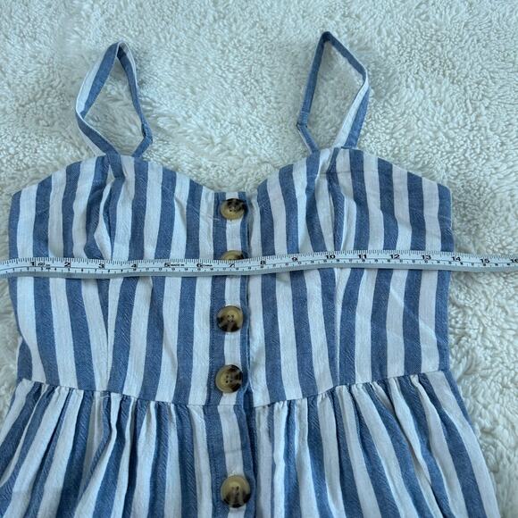 Abercrombie & Fitch Blue/ White Linen Blend Button Maxi Dress Women’s Size SP - Picture 4 of 6